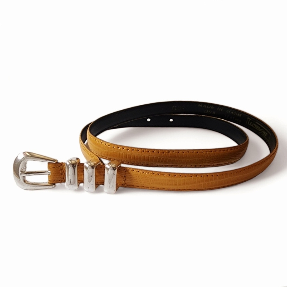 Vintage Tan Skinny Leather Belt Women's Accessories Size L